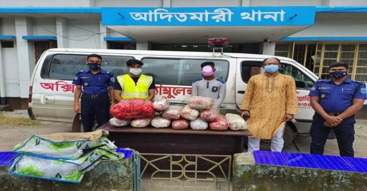 লালমনিরহাটের পুলিশি অভিযানে  এ্যাম্বুলেন্স থেকে ৪০ কেজি গাঁজা উদ্ধার আটক ১