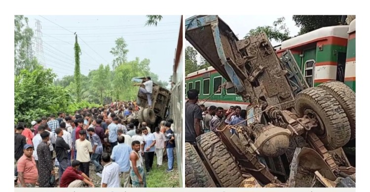 চট্টগ্রামে ট্রাকের সঙ্গে পাহাড়িকা এক্সপ্রেসের সংঘর্ষ, বড় দুর্ঘটনা থেকে রক্ষা